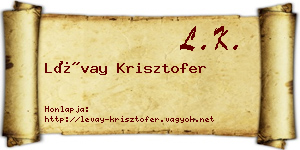 Lévay Krisztofer névjegykártya